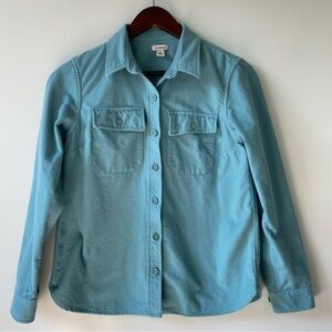 L.L.Bean Aqua Light Teal Flannel Cotton Button Down Shirt XSP